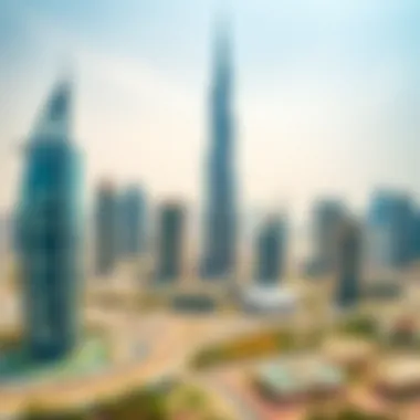 Panoramic skyline of Dubai with Al Sondos Tower prominently featured