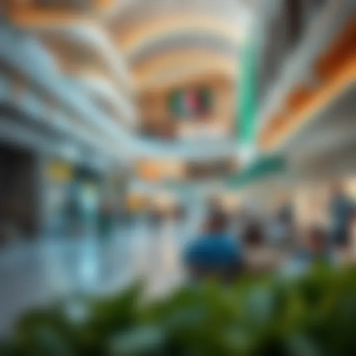 Visitors enjoying leisure time in the communal areas of Bani Yas Mall