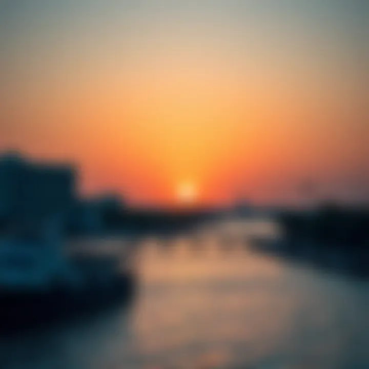 Sunset over Blue Waters Bay highlighting the picturesque waterfront ambiance