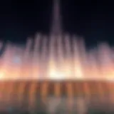 The grandeur of the Burj Khalifa fountain during a night show