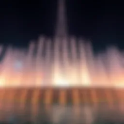 The grandeur of the Burj Khalifa fountain during a night show