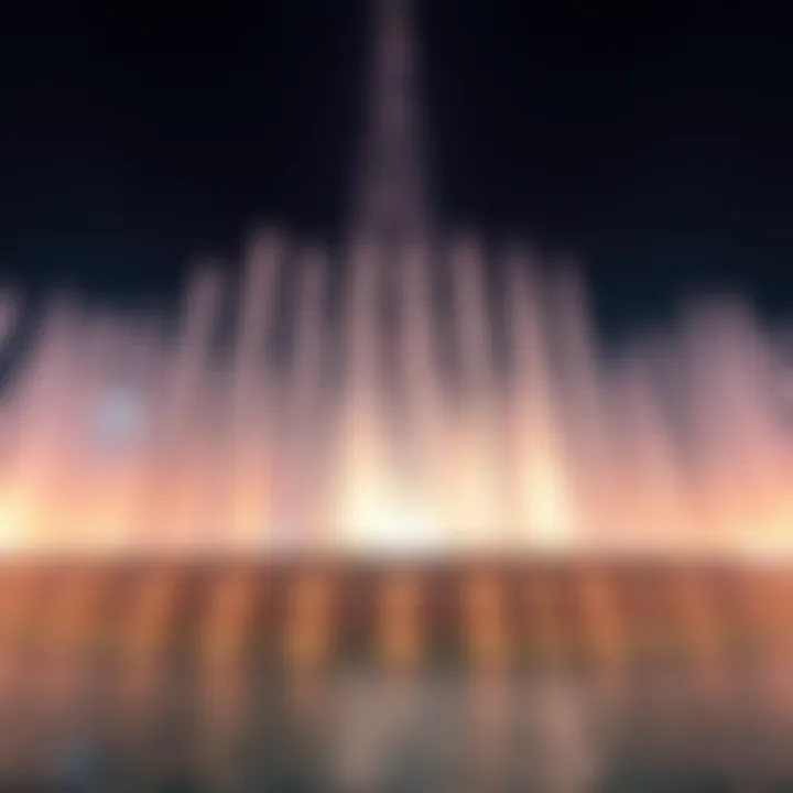 The grandeur of the Burj Khalifa fountain during a night show