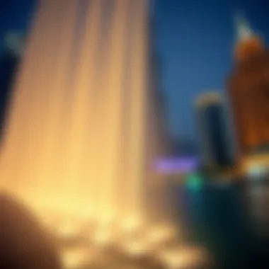 Close-up view of water jets synchronized with music