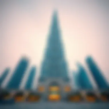 Ground perspective of Burj Khalifa emphasizing its towering stature