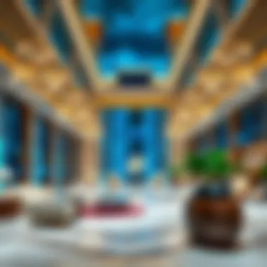 Luxurious lobby interior of Ciel Hotel Dubai highlighting opulent design