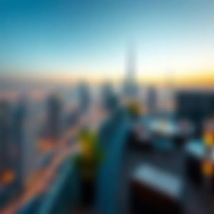 Panoramic view of Dubai skyline from Ciel Hotel's rooftop