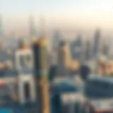 Aerial view of Dubai's skyline with iconic buildings