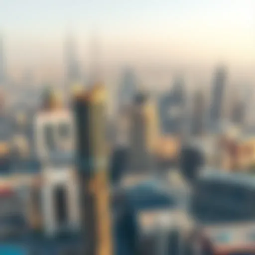 Aerial view of Dubai's skyline with iconic buildings