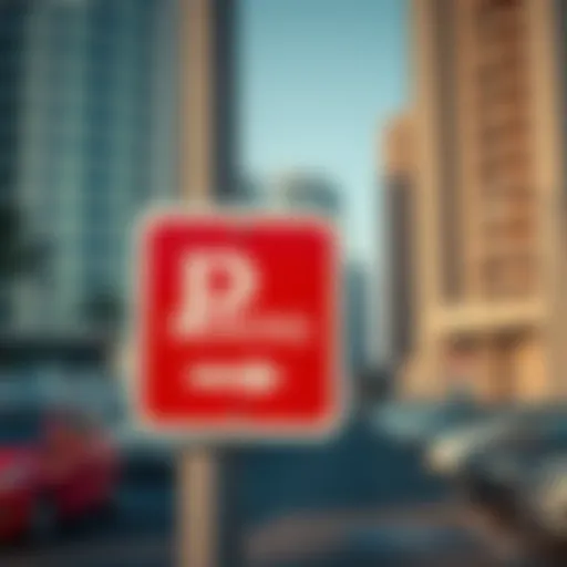 Signage indicating parking regulations in Dubai