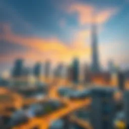Skyline of Dubai showcasing iconic architecture