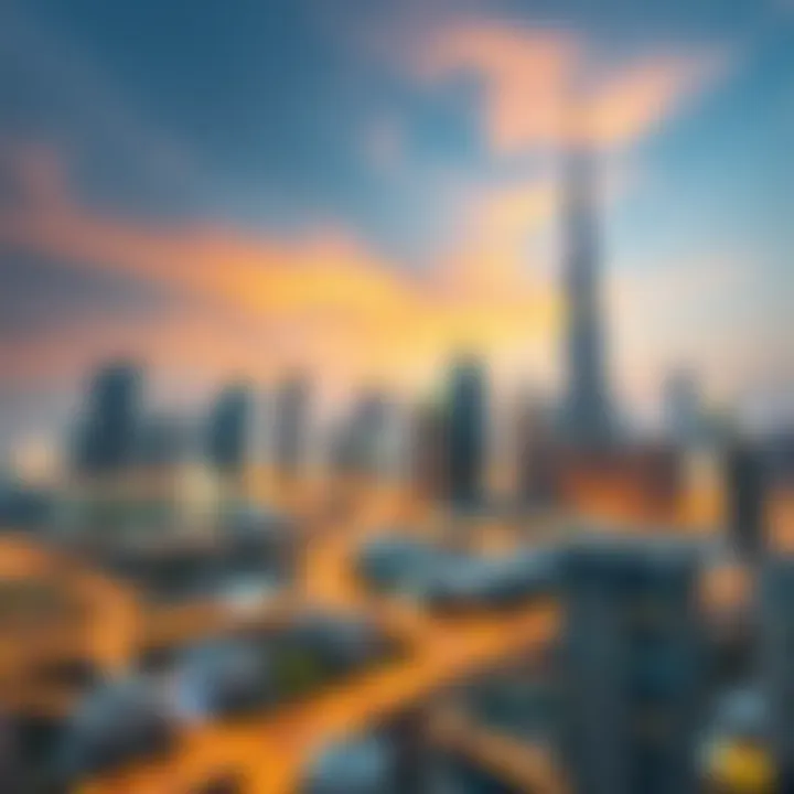 Skyline of Dubai showcasing iconic architecture