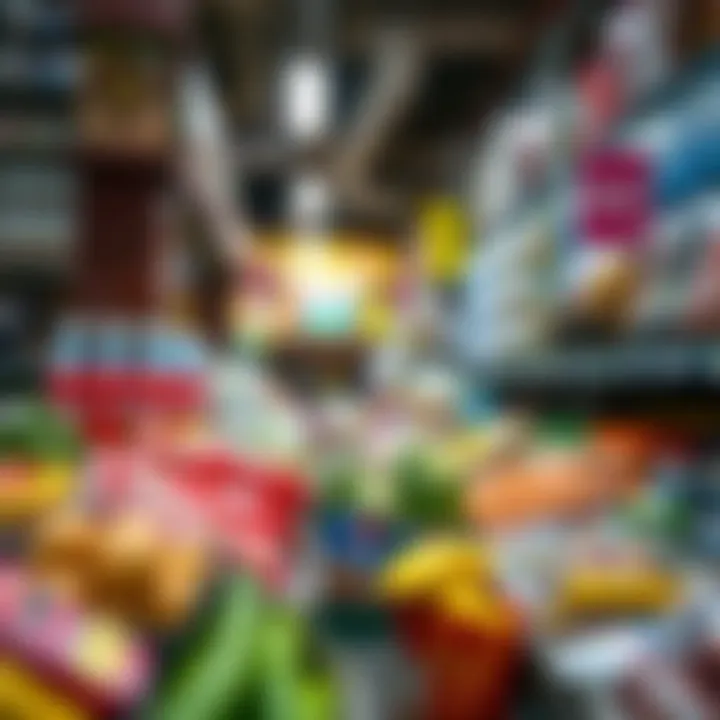 Grocery Prices in Dubai Close-up of grocery items at a local market in Dubai