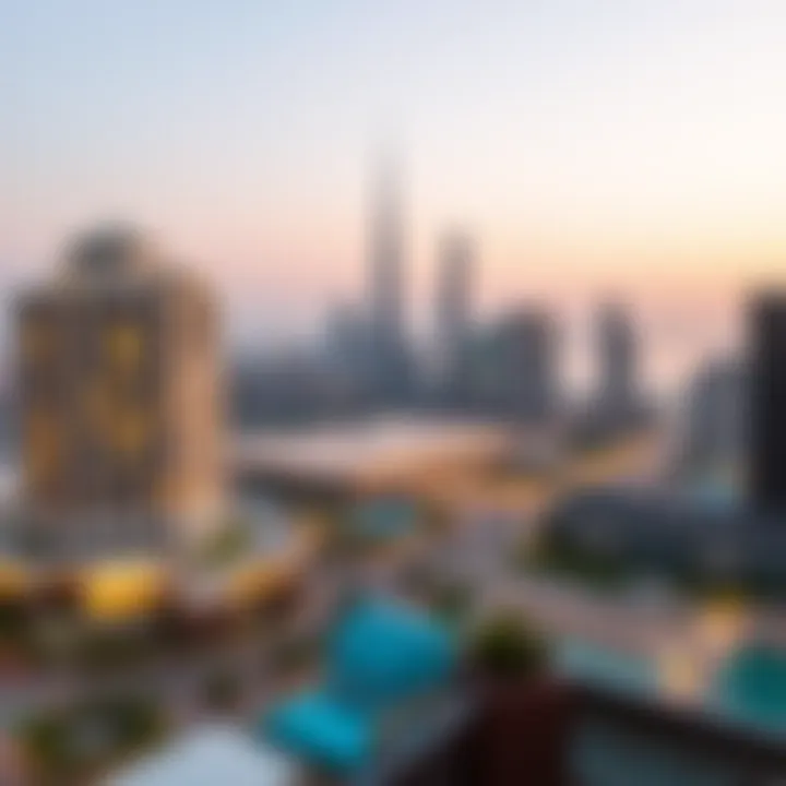 Breathtaking view from the balcony of Cote d'Azur Hotel overlooking Dubai skyline