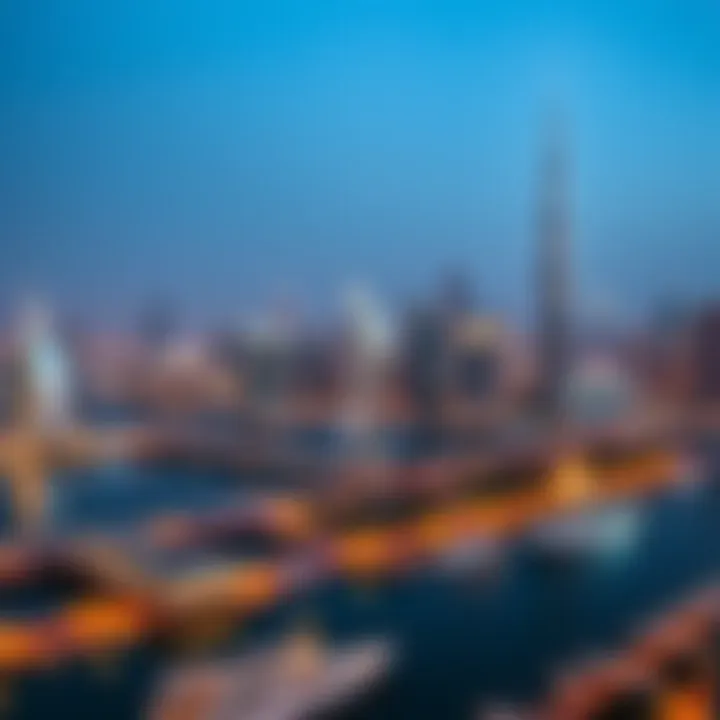 Breathtaking Dubai Skyline from Damac Maison Canal Views Panoramic view of Dubai skyline from Damac Maison Canal Views