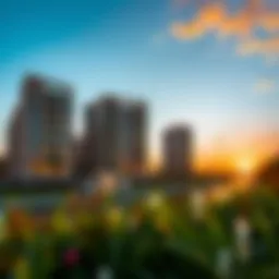 Stunning view of Damac Maison Canal Views at sunset