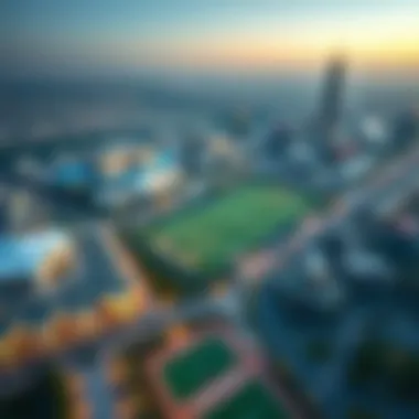 A panoramic view of Danube Sports City showcasing integrated sports facilities and residential areas