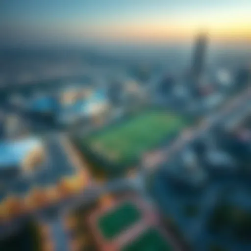 A panoramic view of Danube Sports City showcasing integrated sports facilities and residential areas