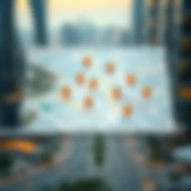 Enhancing Navigation with Makani Numbers Illustration of a digital map highlighting property locations using Makani numbers.