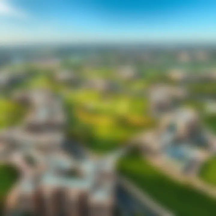 Aerial View of Dubai Hills Golf Grove Aerial view of Dubai Hills Golf Grove showcasing the lush greens and scenic landscapes