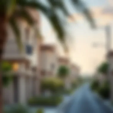 Scenic view of a Dubai neighborhood with two-bedroom properties