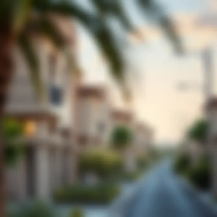 Scenic view of a Dubai neighborhood with two-bedroom properties