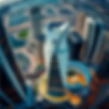 Aerial view of Dubai One Central showcasing its architectural design