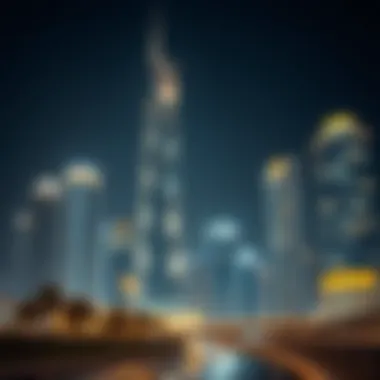 Nighttime skyline of Dubai highlighting Dubai One Central's illumination