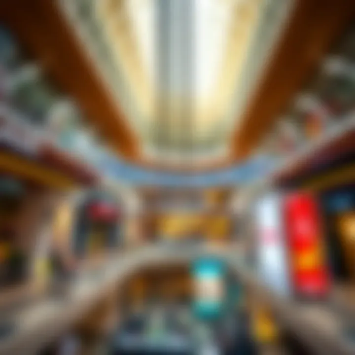 The vast interior of Dubai Mall featuring shoppers and attractions.