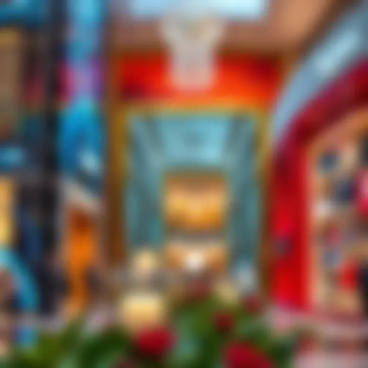 A vibrant display showcasing luxury brands within the Dubai Mall.