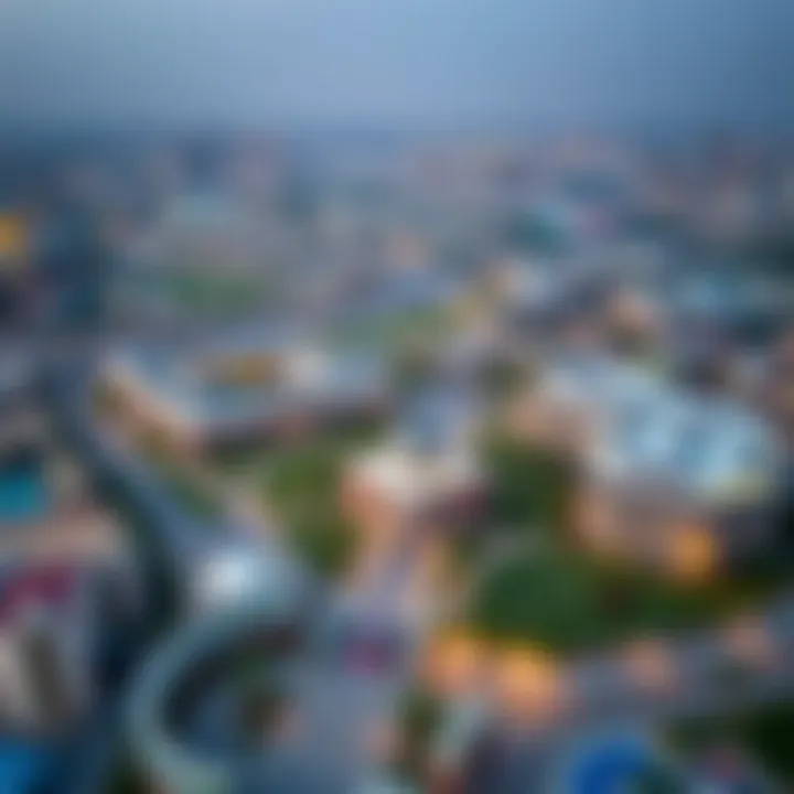 Aerial view of Dubai Land showcasing educational institutions