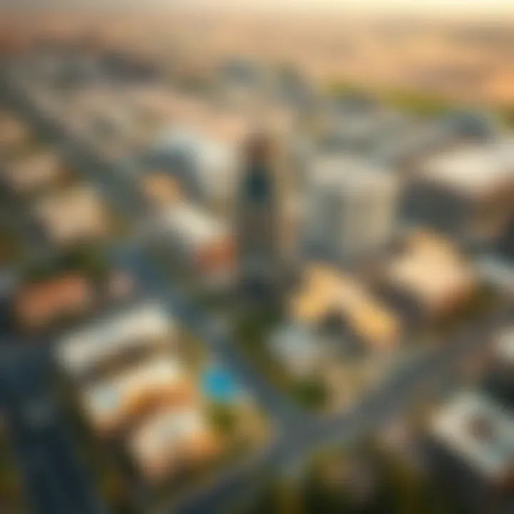 Aerial view of the surrounding real estate landscape near Al Ain Tower