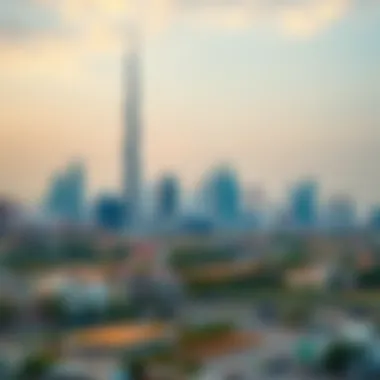 Panoramic skyline shot of Sharjah featuring Al Ain Tower as a focal point