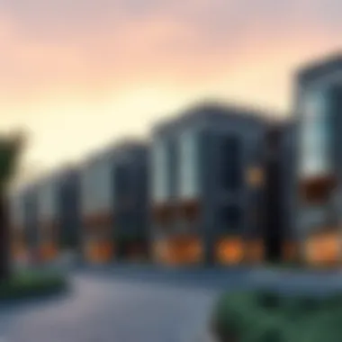 Modern residential buildings in Al Ansari International City reflecting contemporary architecture