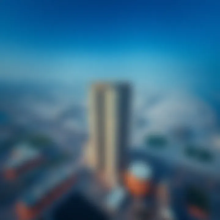 Aerial view of Al Jawza Building and its surrounding area in Dubai