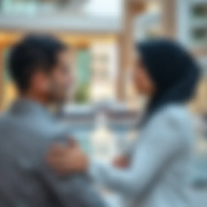 Real Estate Consultation in Al Majara Real estate agent discussing property options in Al Majara