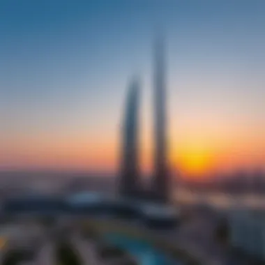 Stunning Sunset Over Al Zarooni Tower Panoramic view of Al Zarooni Tower at sunset