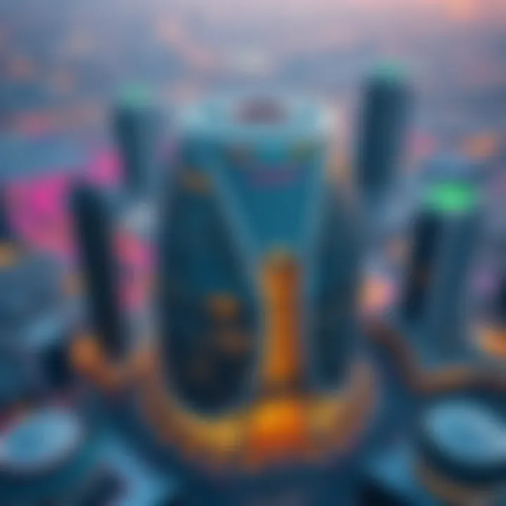 Binghatti Sales Center in the Dubai Skyline Aerial view of Binghatti Sales Center within the vibrant Dubai skyline