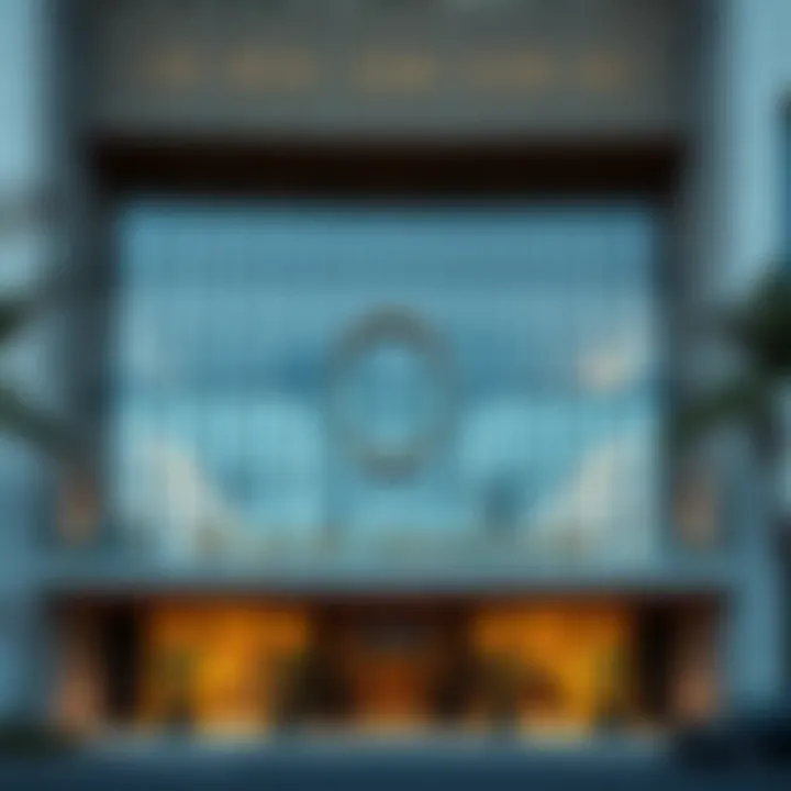 Architectural Marvel of Binghatti Sales Center Stunning facade of Binghatti Sales Center showcasing modern architecture