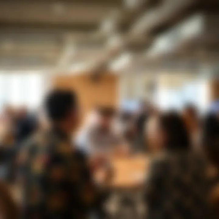 A networking event taking place in a coworking space