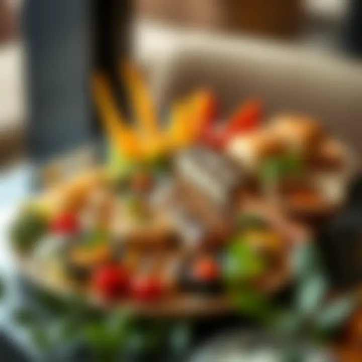A beautifully arranged platter showcasing international cuisine