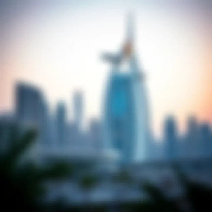 Iconic skyline featuring a unique hotel structure