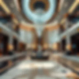 Luxurious interior of a Dubai hotel lobby