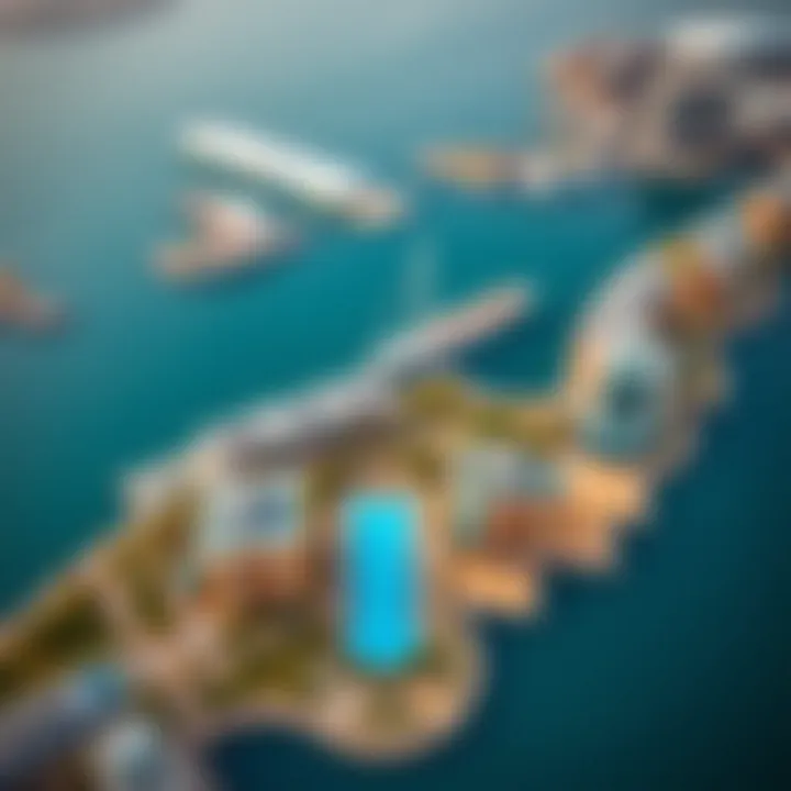 Stunning aerial view of a Dubai waterfront residential complex