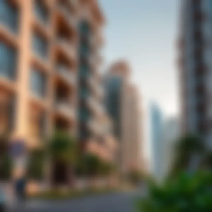 Modern residential buildings along Du Hamdan Street, highlighting contemporary living spaces