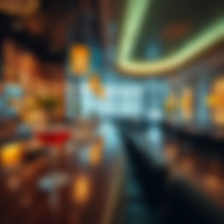 An elegant bar area featuring signature cocktails and chic interior design