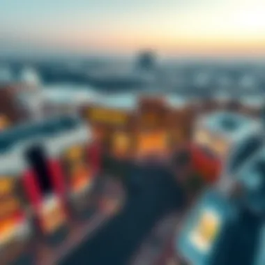 Aerial Perspective of Retail Dynamics Aerial view of Dubai Festival City showcasing its vibrant retail landscape
