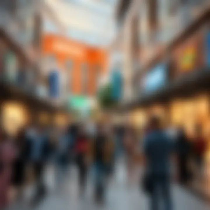 Vibrant Community Engagement in Retail Crowds enjoying shopping and leisure activities at Dubai Festival City