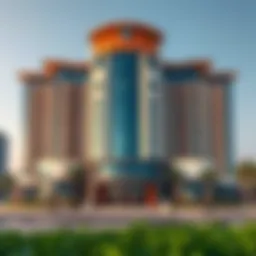 Stunning view of Hilton Hotel Creek from the outside showcasing its unique architectural design