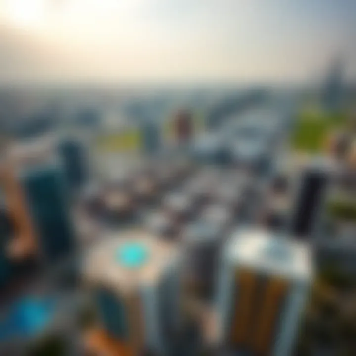 Aerial view of JLT clusters showcasing modern architecture