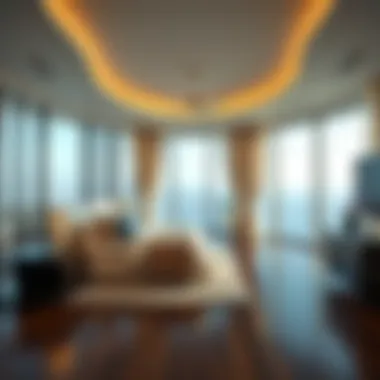 Spacious bedroom with panoramic views and exquisite decor